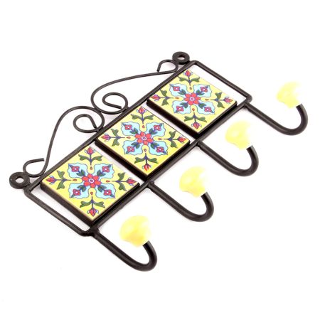 Yellow Red Tiny Flower Tiles Hooks